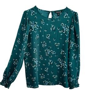 41 Hawthorn teal Blouse New w tags S Victorian floral long sleeve romantic shirt